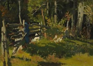 Waldinneres Mit Gatter. by Joseph Wenglein