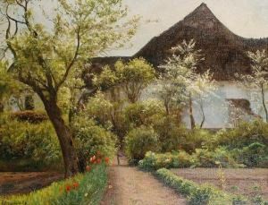 The Cottage Garden by Emile August Theodor Wennerwald
