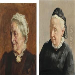 Portraits Of The Sisters Kirstine And Matha Steinthal by Carl Wentorf