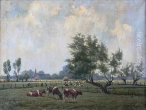 Sommerlandschaft Mit Weidenden Kuhen Sommerlandschaft Mit Weidenden Kuhen