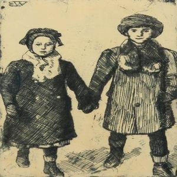 Brother And Sister In The Snow - view 1