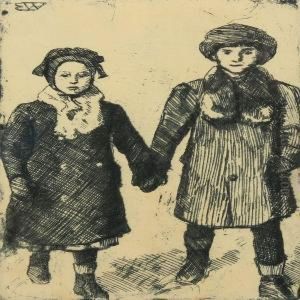 Brother And Sister In The Snow by Erik Werenskiold