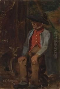 Sitzender Bauer by Oscar Wergeland