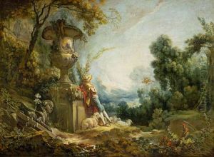 Pastorale ou Jeune berger dans un paysage by Francois Boucher