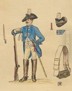 Studien Verschiedener Friderizianischer Soldaten In Uniform by Alexander Friedrich Werner
