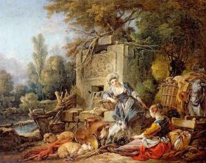 Resting at the fountain by Francois Boucher