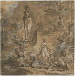 Nymphen Bei Einer Pansherme by Joseph Werner