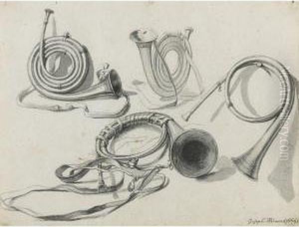 Study Of Hunting Horns - view 1