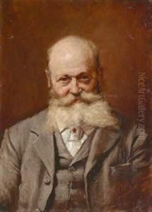 Portrait Eines Verschmitzten Barttragers Mit Rubinkrawattennadel by Reinhold Werner