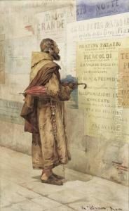 Monch In Der Vicolo Dell'abate In Rom Die Aushange An Der Wandstudierend by Rinaldo Werner