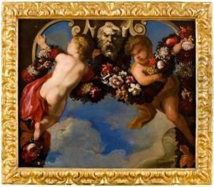 Putti Con Ghirlande Di Fiori Entro Edicole Architettoniche by Franz Werner Tamm