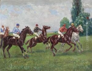 Jockey-pferderennen by Alfred Wesemann