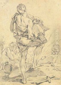 A Roman man carrying fasces and arms, seen from behind by Francois Boucher