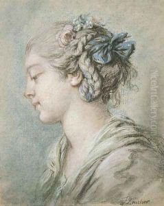 Head of a young girl turned to the right by Francois Boucher