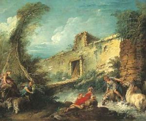 Le passage du gue by Francois Boucher