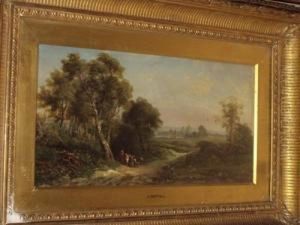 Country Landscape With Farmer And Cattle On A Wooded Path by J. Westall