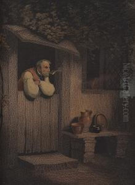 Old Man Smoking A Pipe - view 1