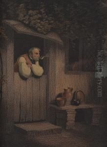 Old Man Smoking A Pipe by Richard Westall