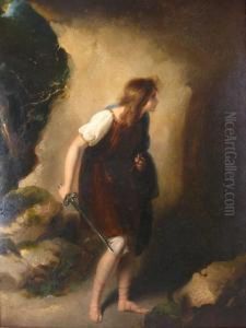 Allegorical Scene Of Youth & Sword Near Cave