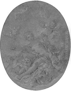 Venus in a chariot with putti and dolphins by Francois Boucher