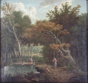 A Shady Glade With Figures
