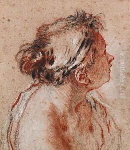 Head of a nymph looking up to the right by Francois Boucher