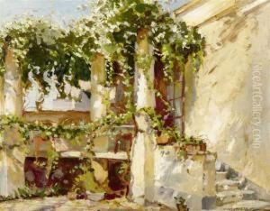 A Street At Capri In The Summer by Constantin Alexandr. Westchiloff