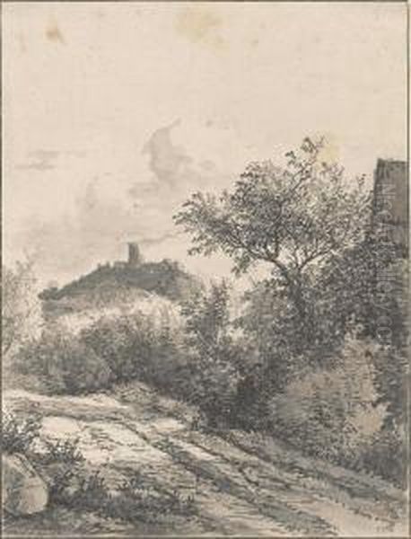 A Track Near A Fort And Another Building (recto); And Study Of A Fallen Tree - view 1