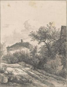 A Track Near A Fort And Another Building (recto); And Study Of A Fallen Tree by George Pieter Westenberg