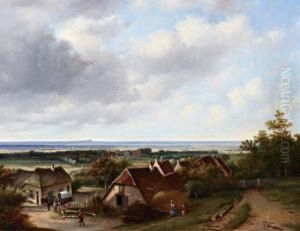 Boerderijen In Zomers Landschap by George Pieter Westenberg