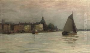 The City Of Dordrecht With The Groothoofdspoort by Fritz Westendorp