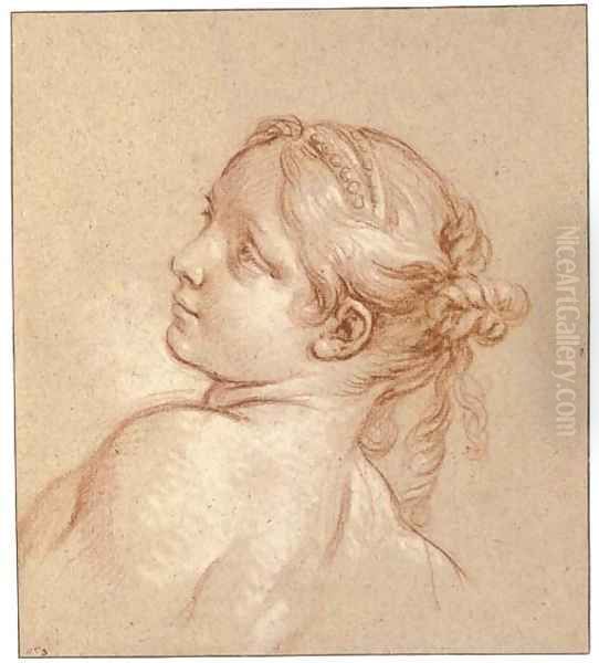 A girl, bust-length, her head tilted to the left - view 1