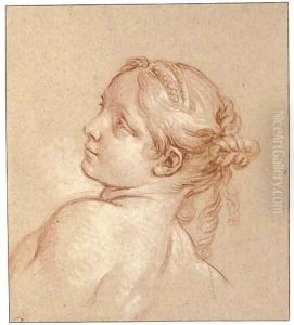 A girl, bust-length, her head tilted to the left by Francois Boucher