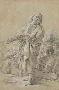 An Apostle preaching, with figures in the background by Francois Boucher