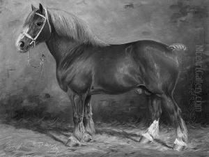 "pferdeportrait". Sign. Und Bez. Df. Ol Auf Lwd. Min. Besch. 30,5 X 40,5 Cm. Rahmen by Wilhelm Westerop