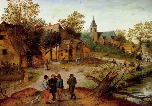 A Village Landscape With Farmers - view 1