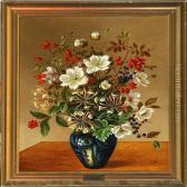 Flowers In A Blue Vase - view 1