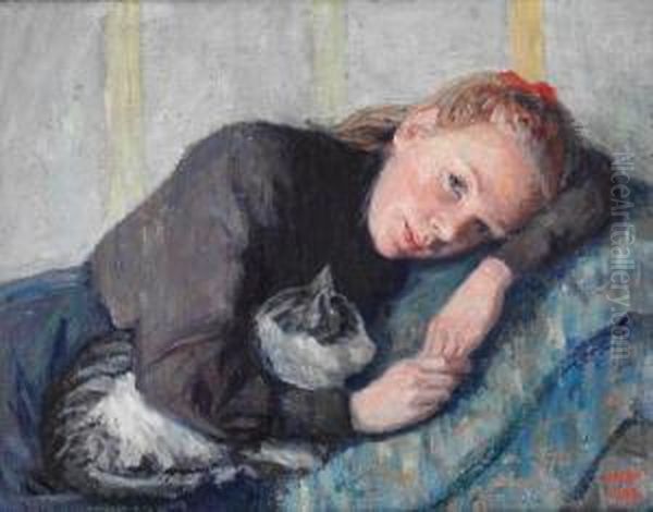 Ung Kvinne Med Katt 1908 - view 1