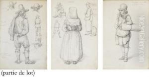 Une Femme Vue De Dos Et Etudes Subsidiaires De Differents Personnages by Alexander Wetterling
