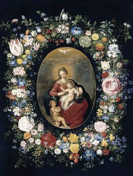 Virgin and Child with Infant St John in a Garland of Flowers - view 1