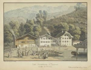 Les Auberges A Tracht,/au Lac De Brienz by Johann Jakob Wetzel