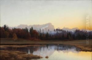 Ostersee Mit Blick Auf Die Zugspitze.