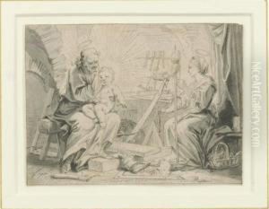 The Holy Family In A Carpenter's Workshop by Gabriel Weyer