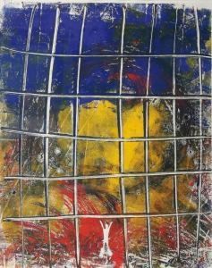 An Abstract Composition In Blue And Yellow by Gabriel Weyer