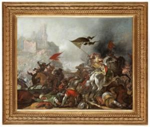 Battle Between Turks And Christians by Jacob Mathias Weyer