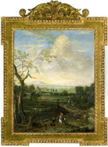 Ampio Paesaggio In Territorio Prealpino Con Un Guado by Jakob Christoph Weyermann