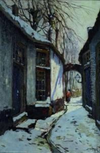 Winters Straatje In Elspeet by Jan Harm Weyns