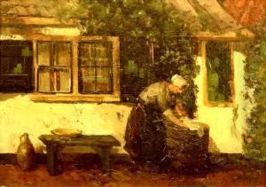 Weijns Op Het Erf. Gesigneerd by Jan Harm Weyns