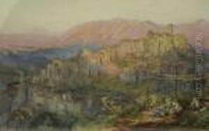 Veduta DiO Levano Romano Con Figure - by Henry Clarence Whaite