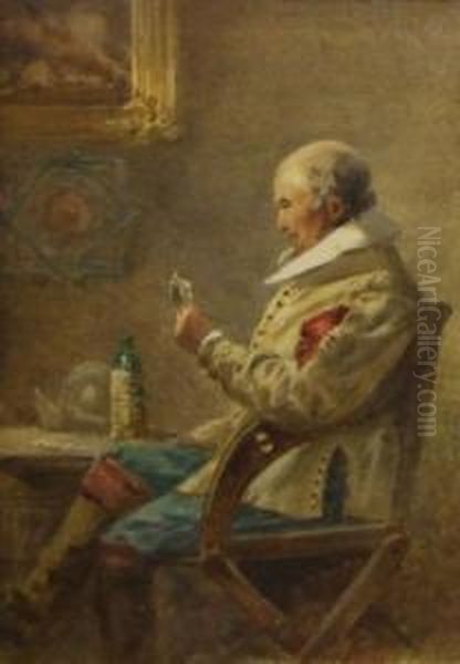 Interior Scene With Cavalier Playing Cards - view 1